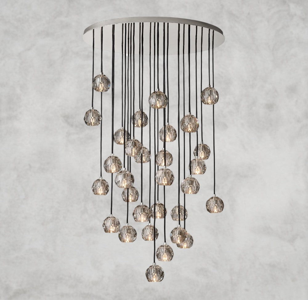 Boule De Cristal Clear/ Smoke Glass Round Cluster Chandelier 14", 19", 24", 30", 40"